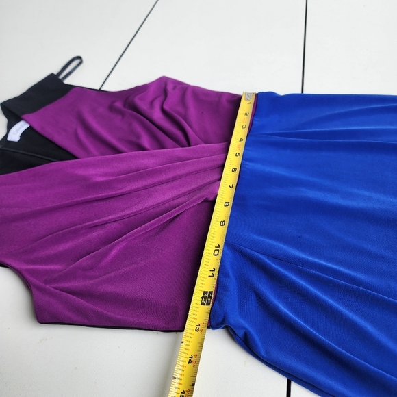 CALVIN KLEIN Sheath Dress Purple Black Blue Color Block Sleeveless Sletch Sz S - Picture 9 of 12